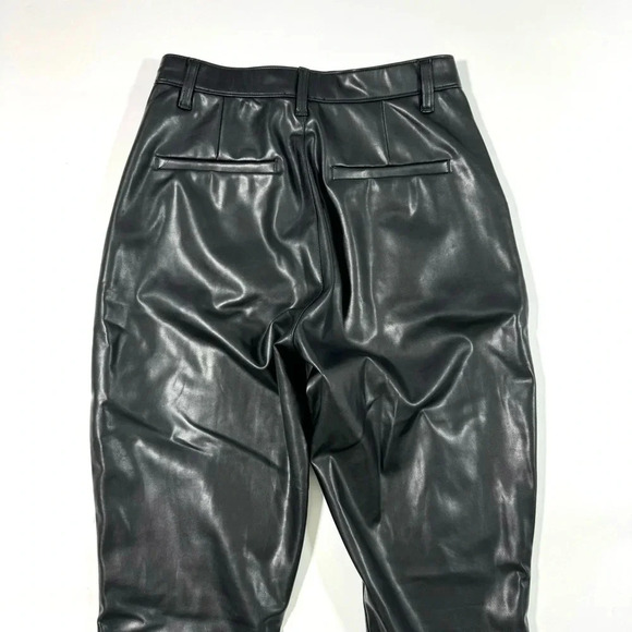 Abercrombie The Skinny Ultra High Rise Pants Faux Leather Black Split Hem - Picture 5 of 10